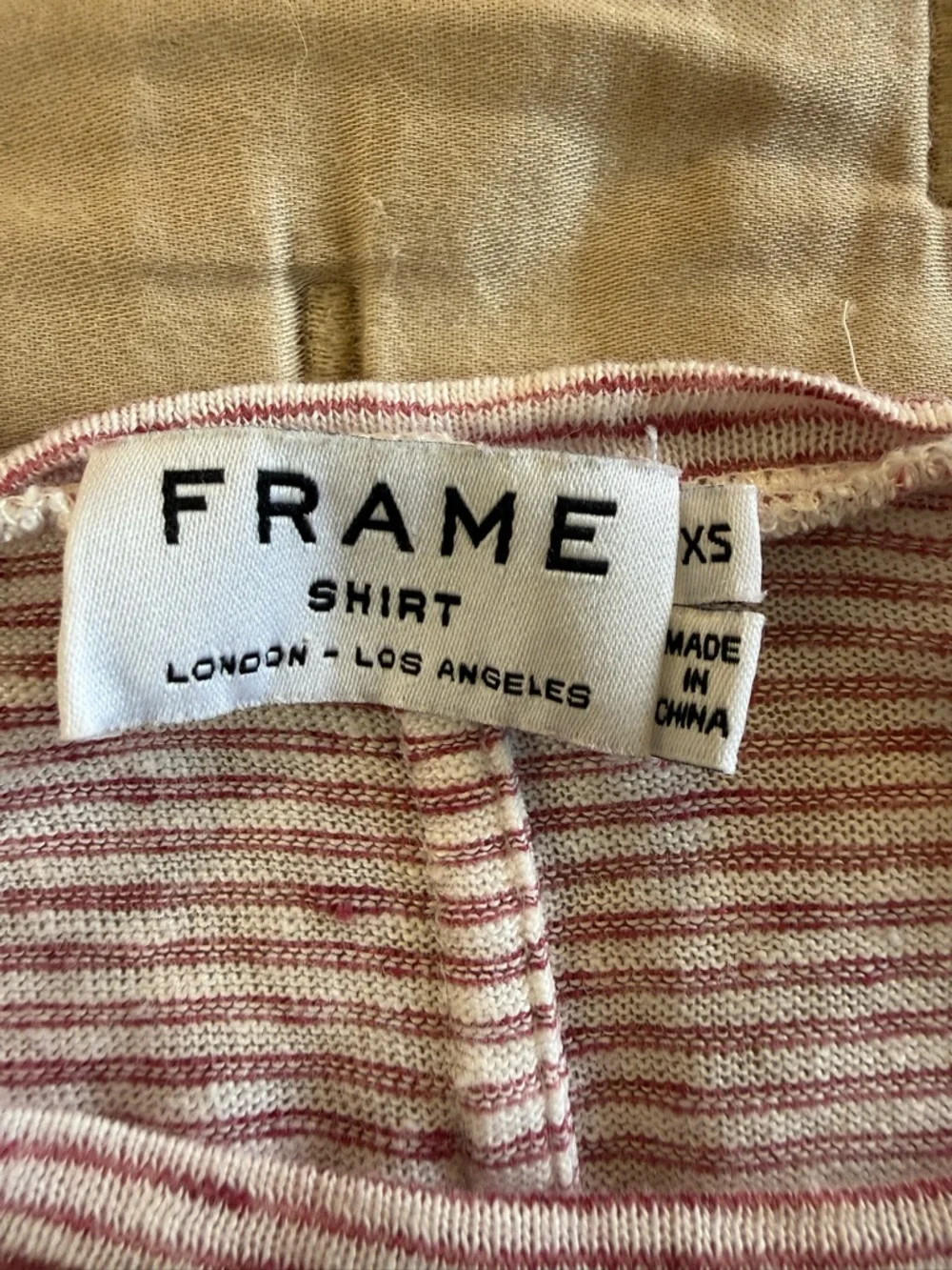 Frame Denim Red & White Striped 100% Linen Short Sleeve Crew Tee - Picture 3 of 6